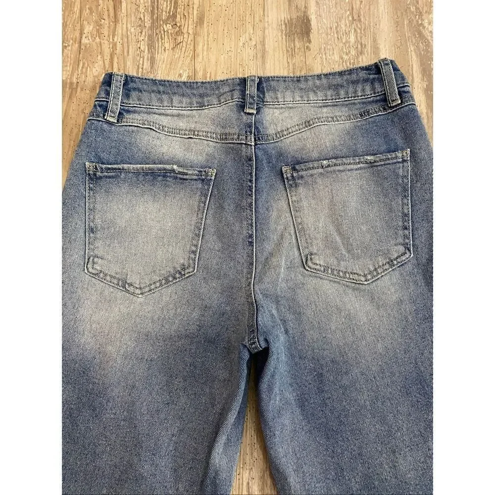 Rewash High Rise Cropped Jeans Cuffed Distressed Women’s Sz 9/29